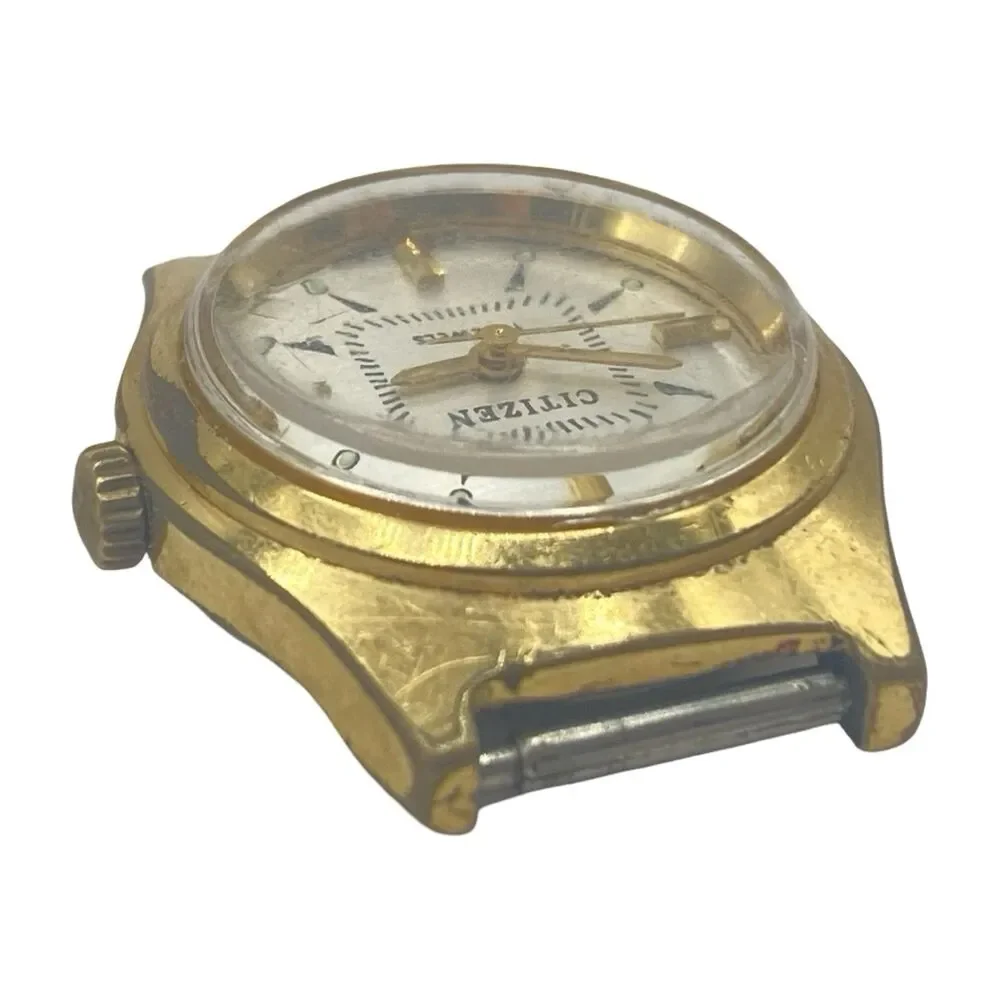 Women's Vintage Citizen Watch White Dial Gold Tone Manual Wind Runs 17J C-23A-CX
